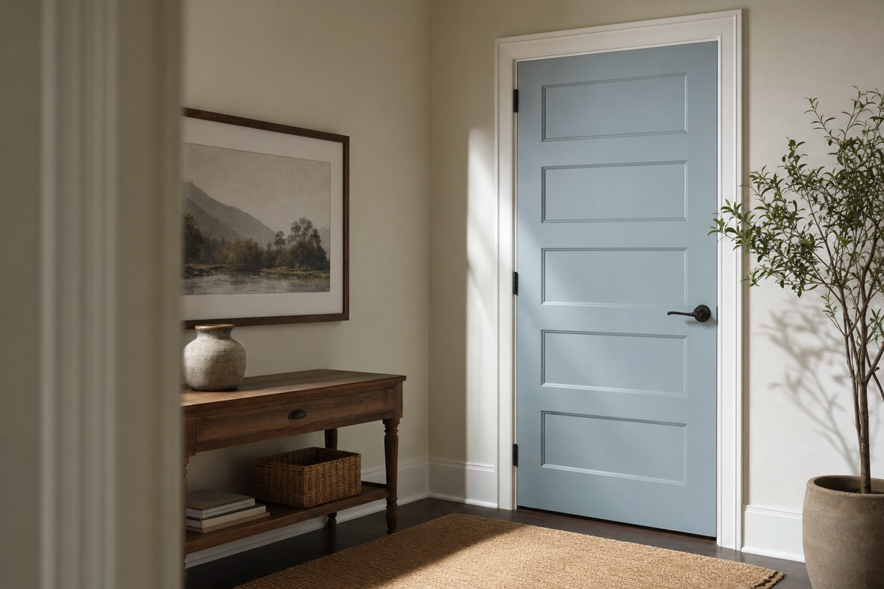 Winter by Benjamin Moore on interior-doors