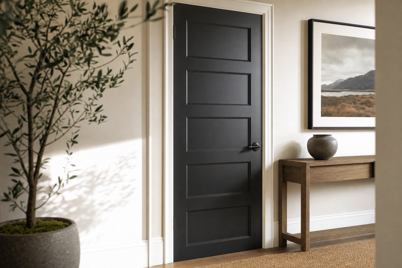Black by Benjamin Moore on interior-doors