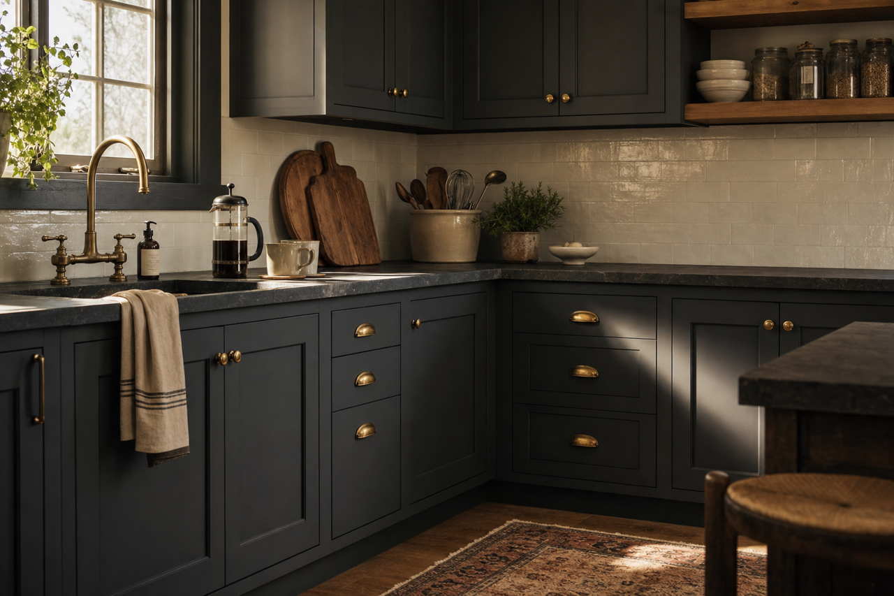 Midnight by Benjamin Moore on cabinets