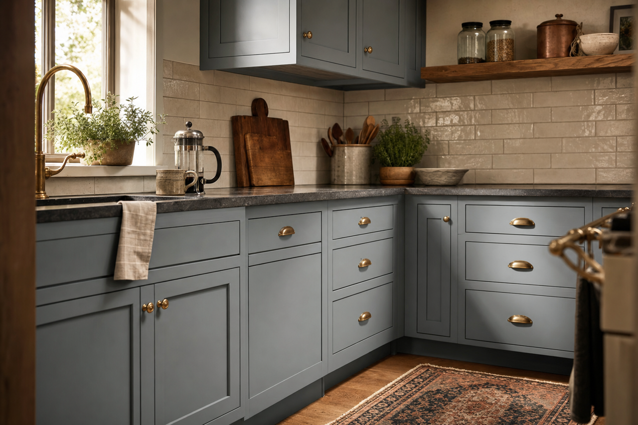 Smokestack by Benjamin Moore on cabinets