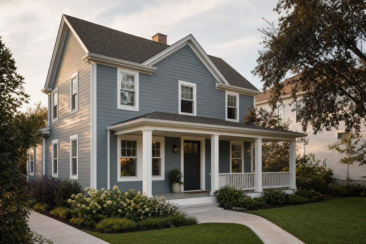 Smokestack by Benjamin Moore on exterior