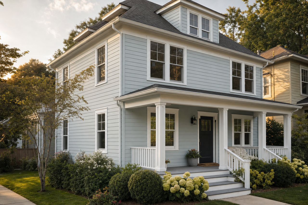 Silver by Benjamin Moore on exterior