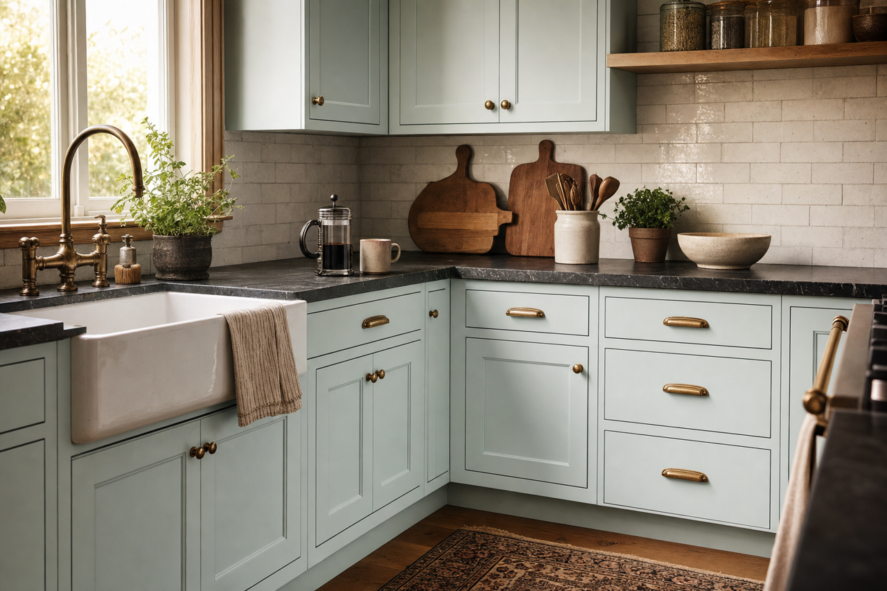Gray by Benjamin Moore on cabinets