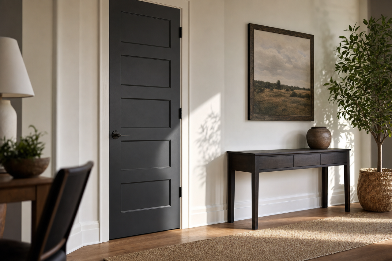 Ebony by Benjamin Moore on interior-doors