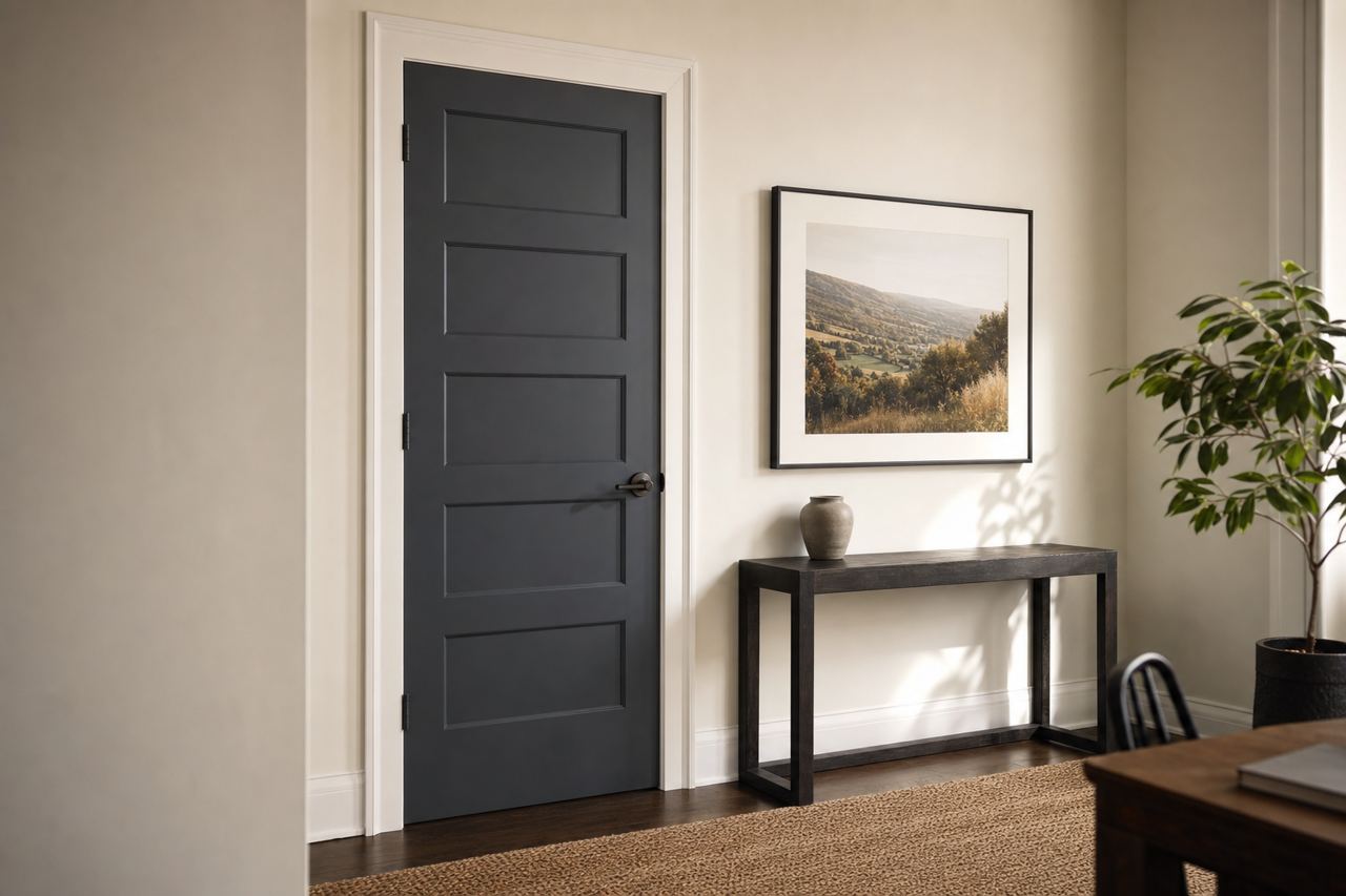 Black by Benjamin Moore on interior-doors