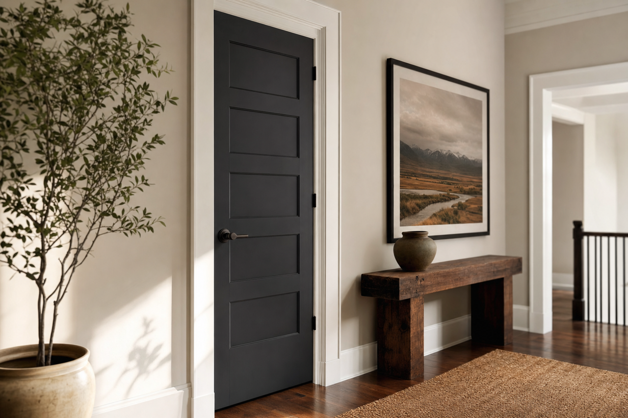 Black by Benjamin Moore on interior-doors