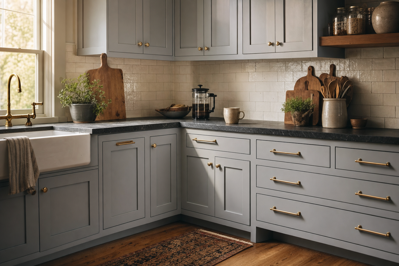 Pigeon by Benjamin Moore on cabinets