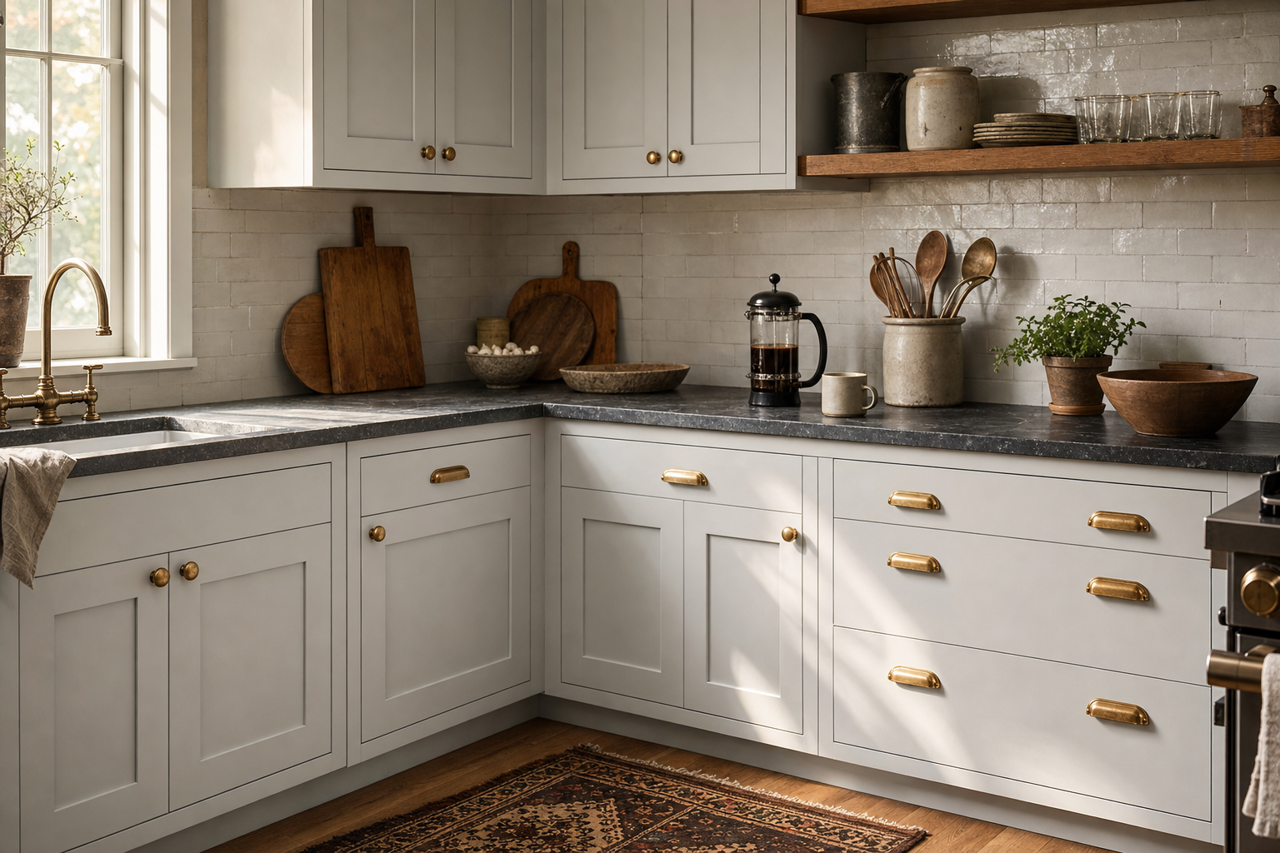 Sidewalk by Benjamin Moore on cabinets