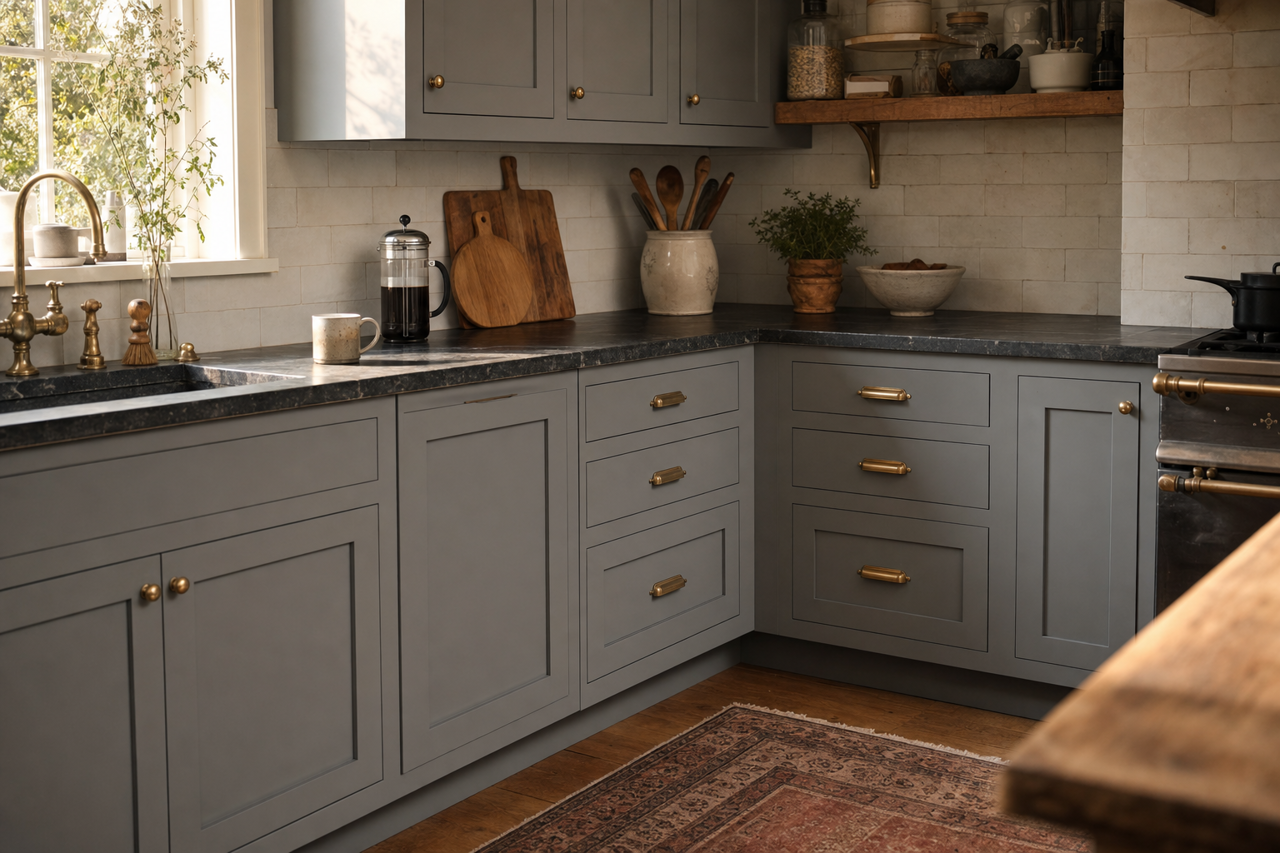 Whale by Benjamin Moore on cabinets