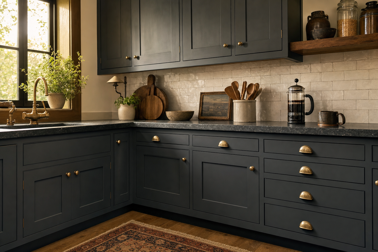 Blacktop by Benjamin Moore on cabinets