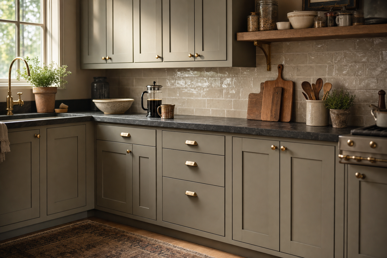 Desert by Benjamin Moore on cabinets