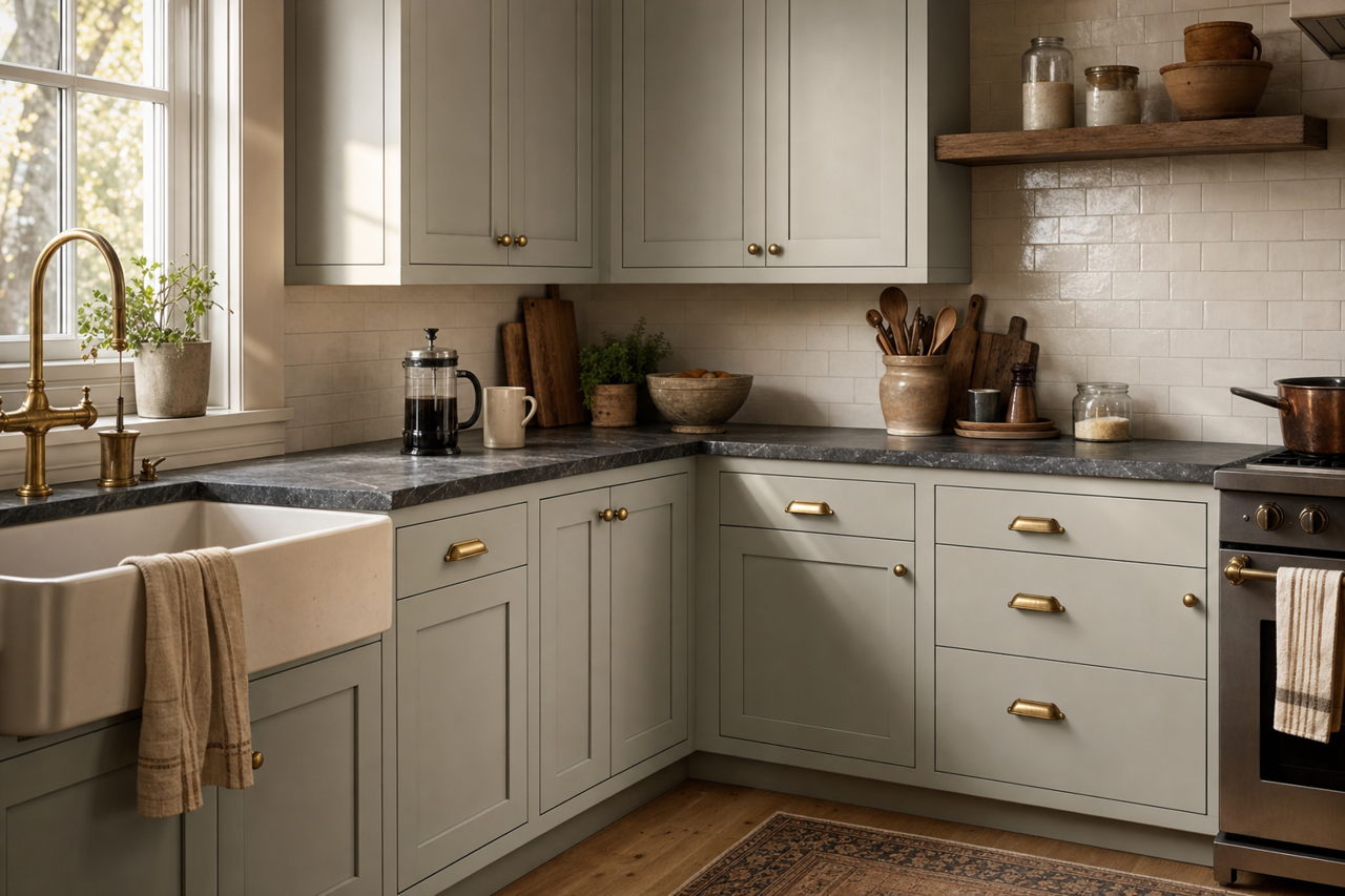 Sea by Benjamin Moore on cabinets