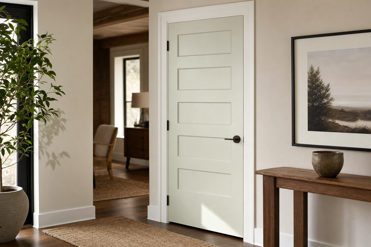 White by Benjamin Moore on interior-doors