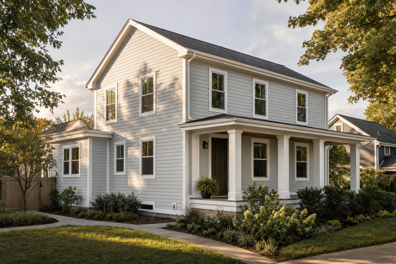 Silver by Benjamin Moore on exterior