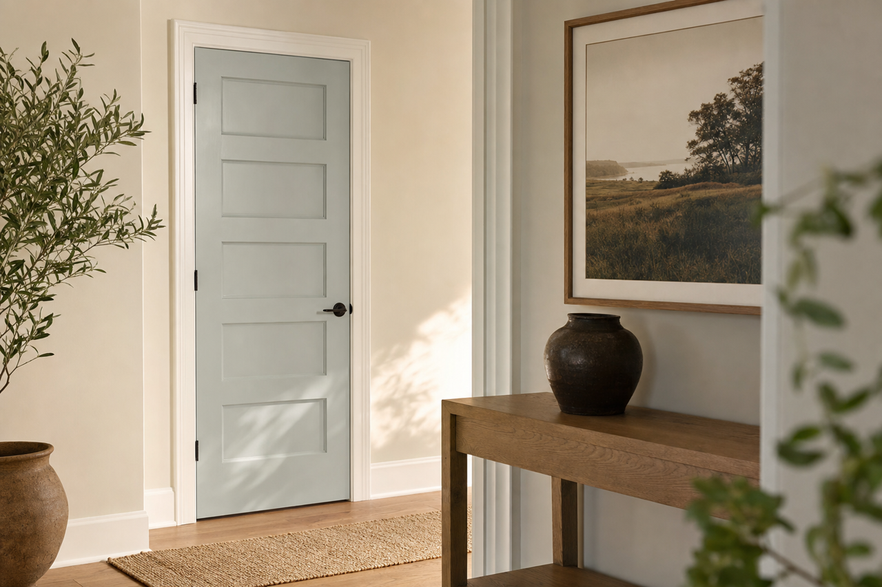 Silver by Benjamin Moore on interior-doors
