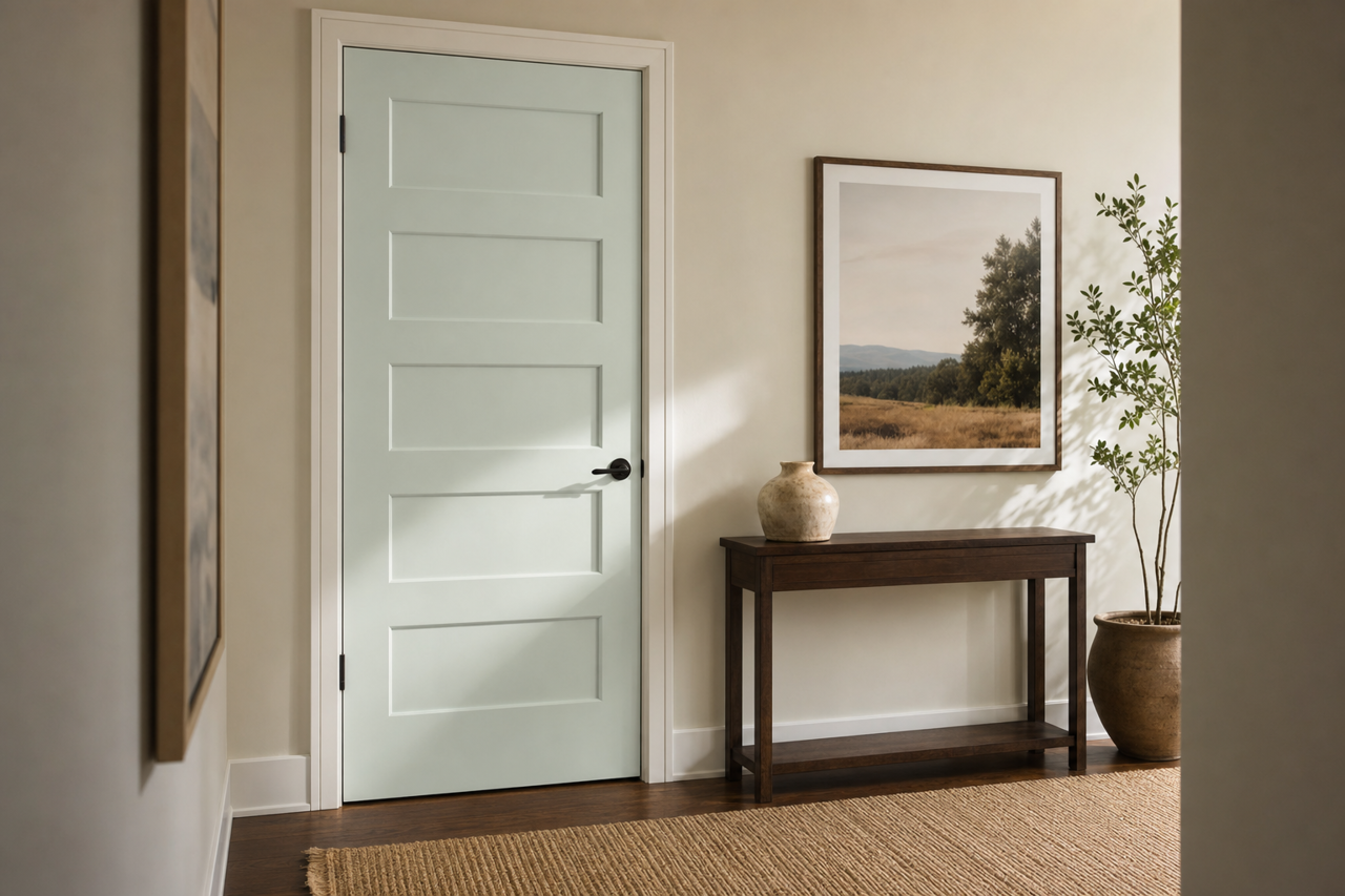 White by Benjamin Moore on interior-doors