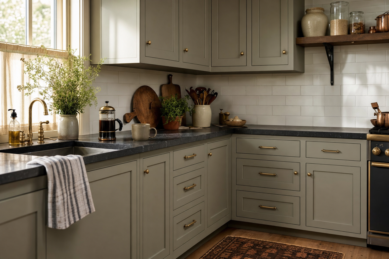 Storm by Benjamin Moore on cabinets