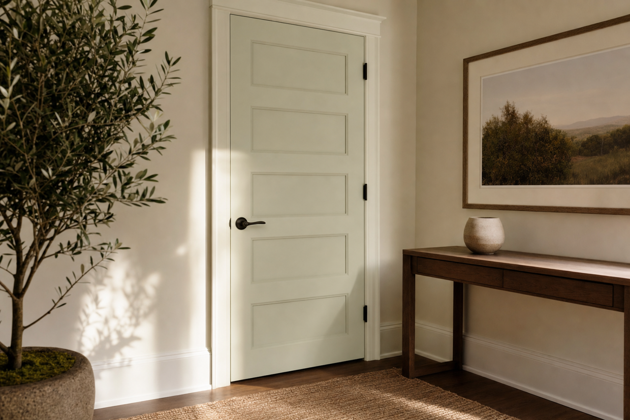 Moonshine by Benjamin Moore on interior-doors