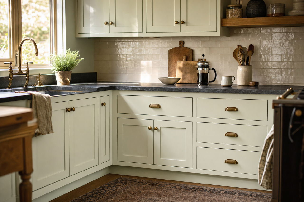 Winter by Benjamin Moore on cabinets