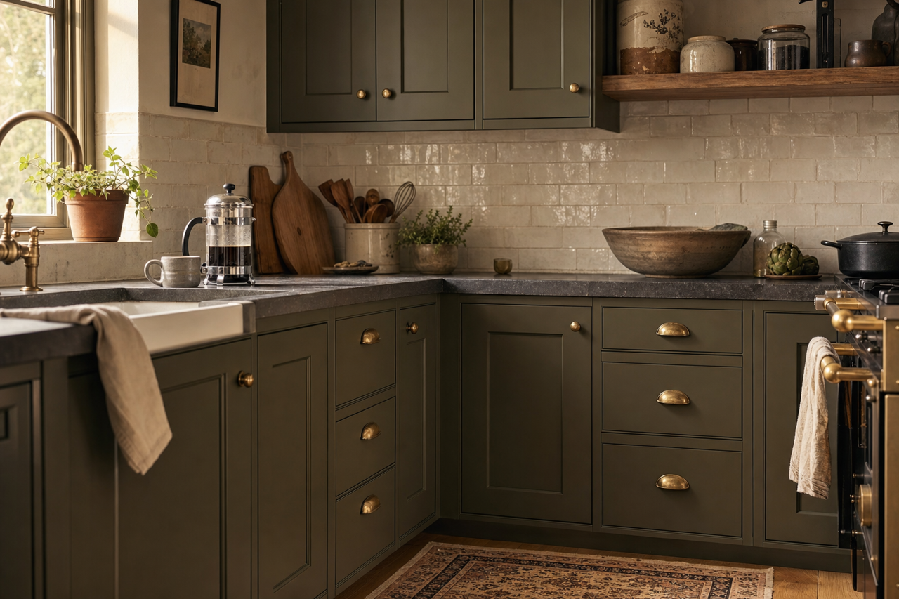 Artichoke by Benjamin Moore on cabinets