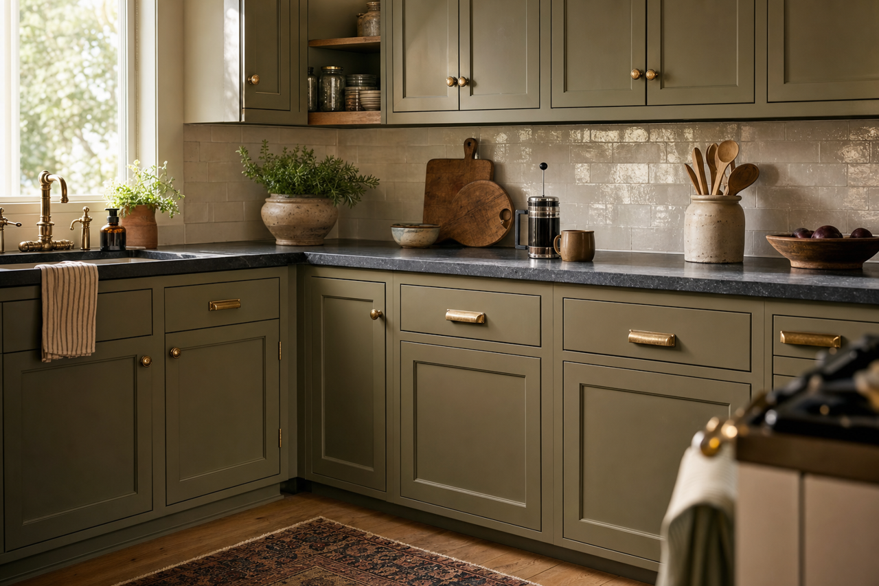 Army by Benjamin Moore on cabinets