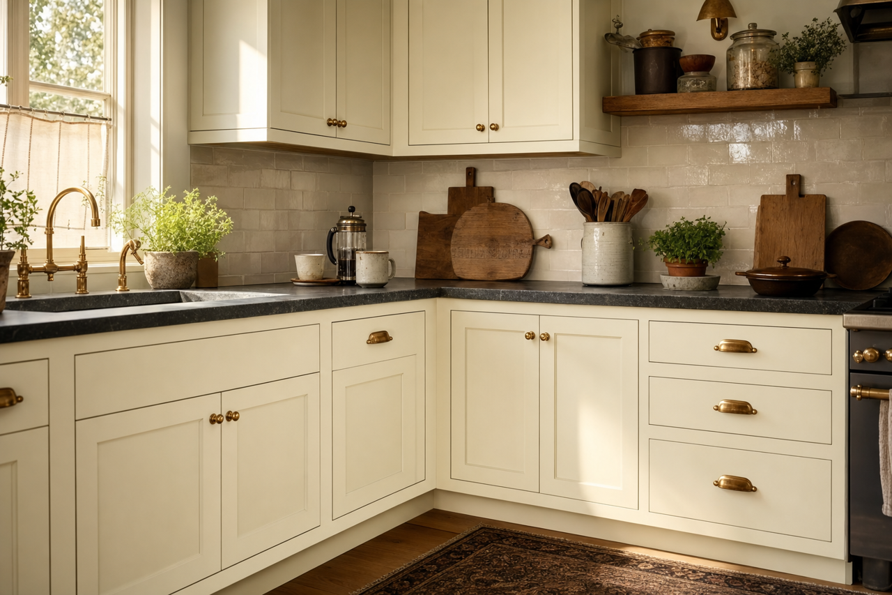 Vanilla by Benjamin Moore on cabinets