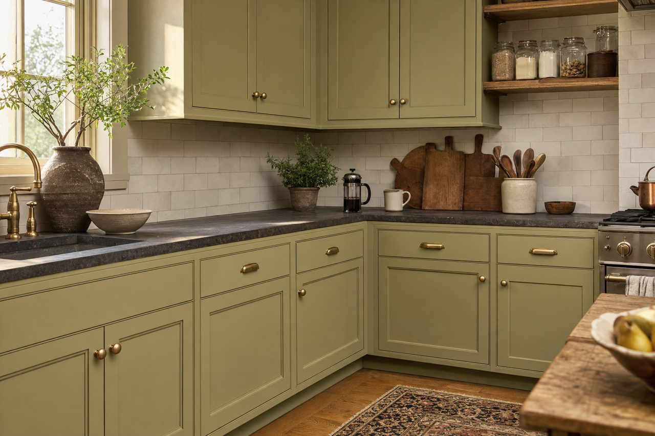 Alligator by Benjamin Moore on cabinets