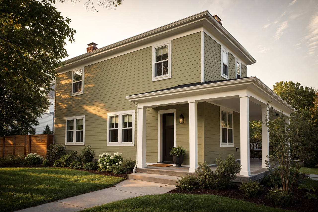 Eucalyptus by Benjamin Moore on exterior