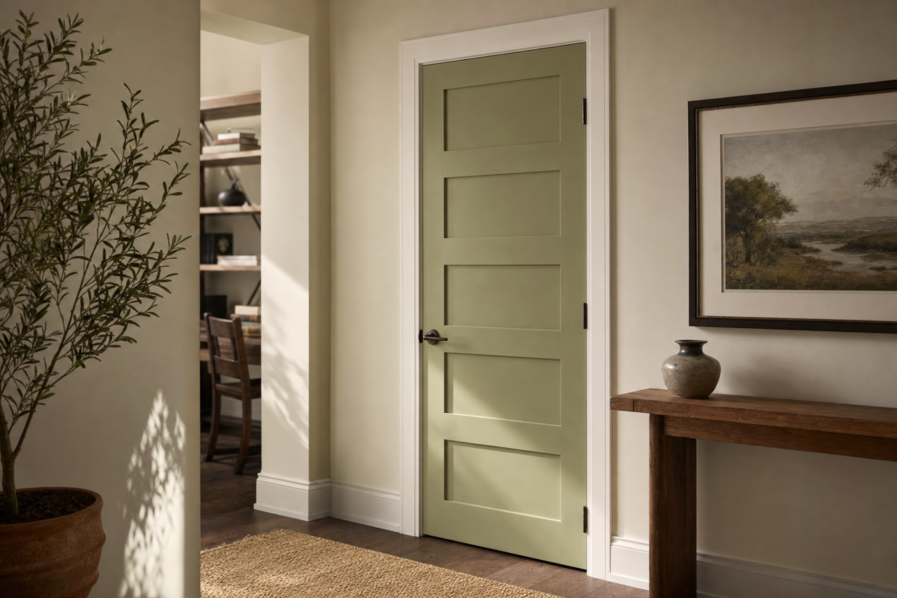 Eucalyptus by Benjamin Moore on interior-doors