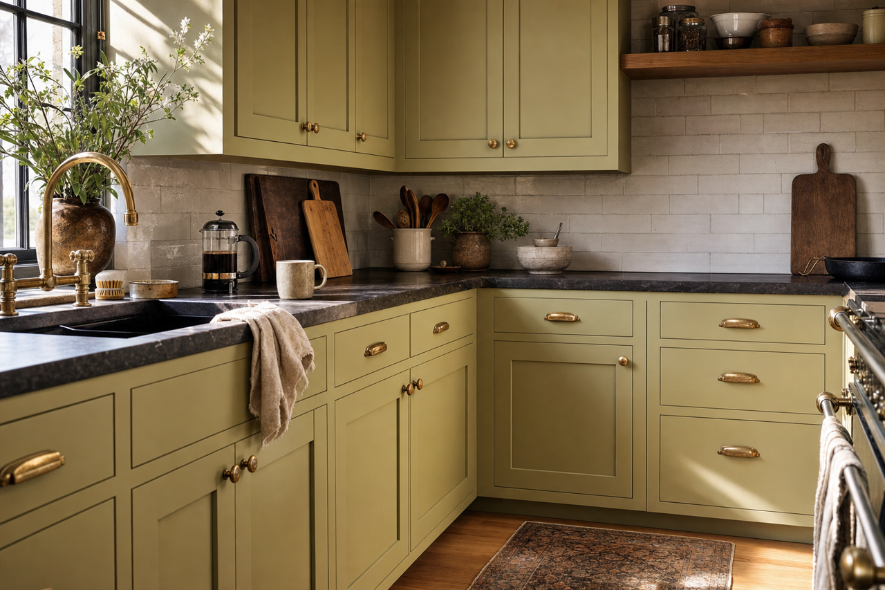 Rosemary by Benjamin Moore on cabinets