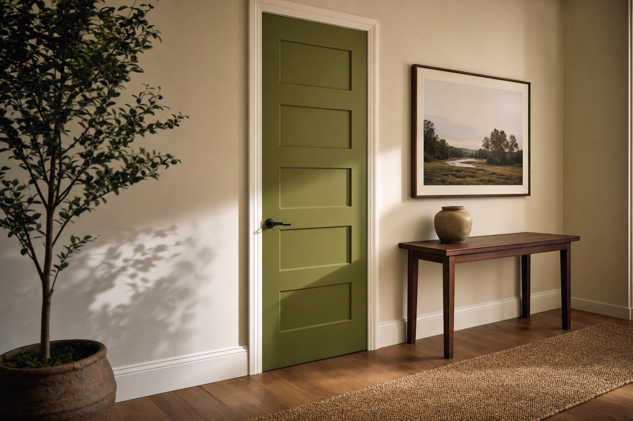 Avocado by Benjamin Moore on interior-doors