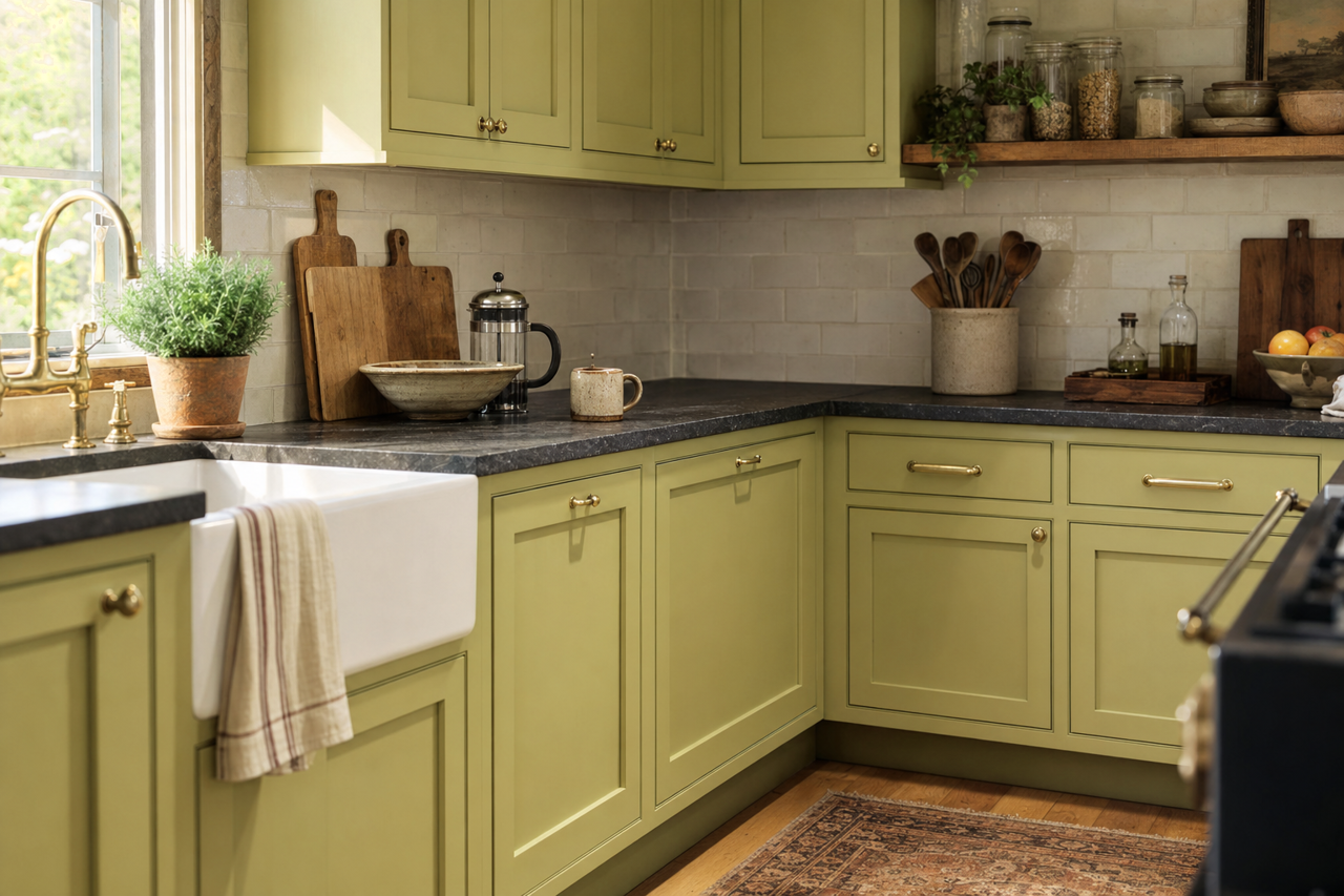 Brookside by Benjamin Moore on cabinets