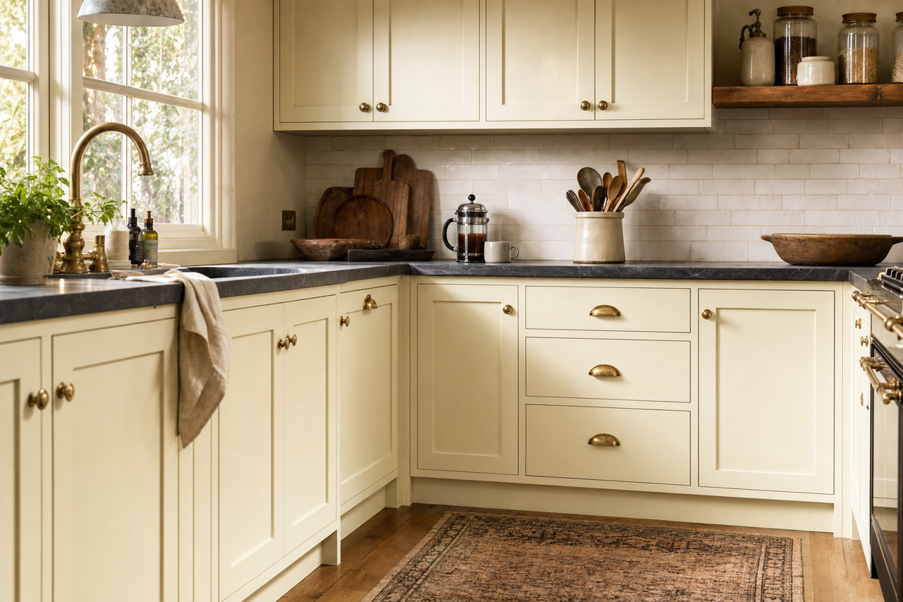 Cotton by Benjamin Moore on cabinets