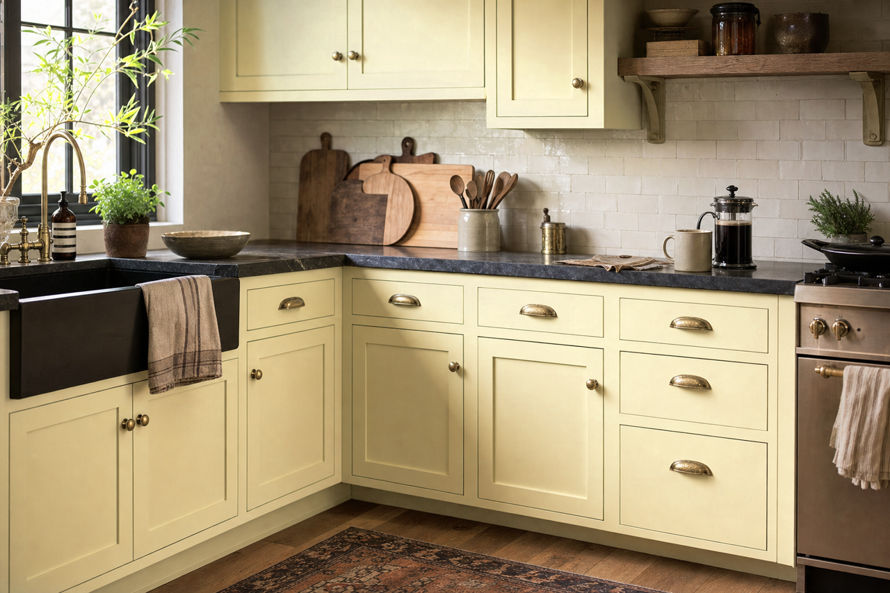 Rainforest by Benjamin Moore on cabinets