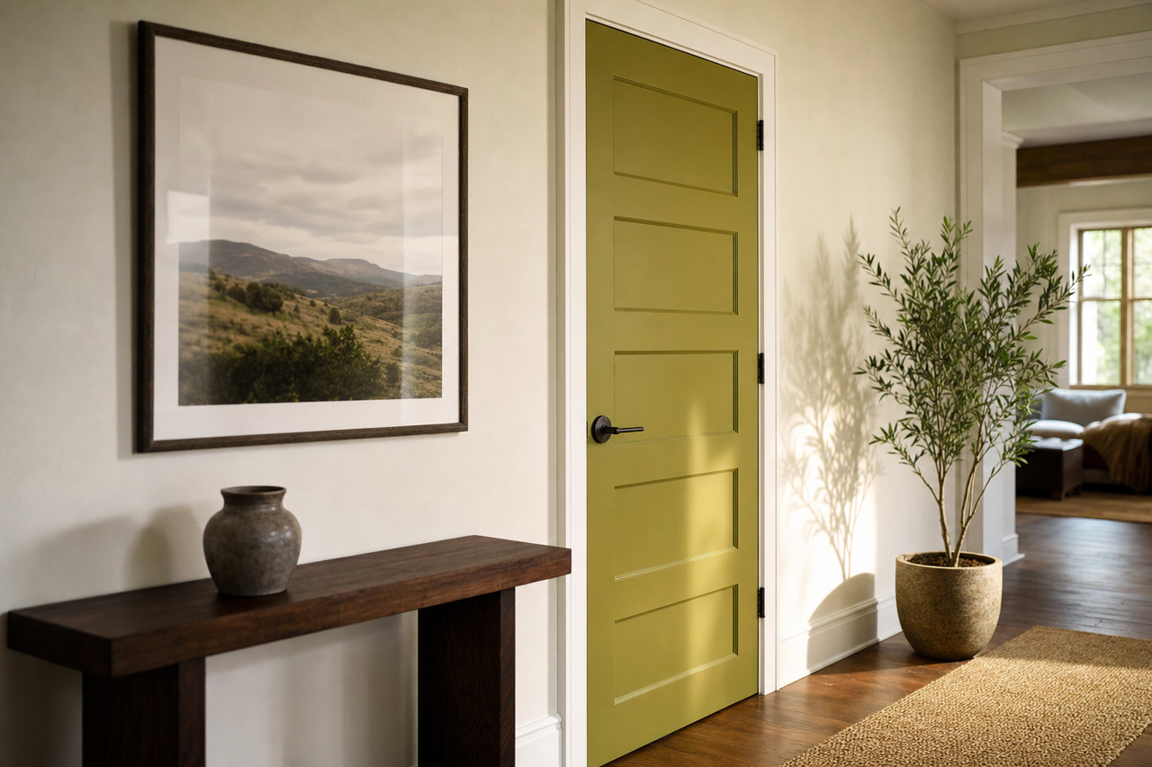Oregano by Benjamin Moore on interior-doors