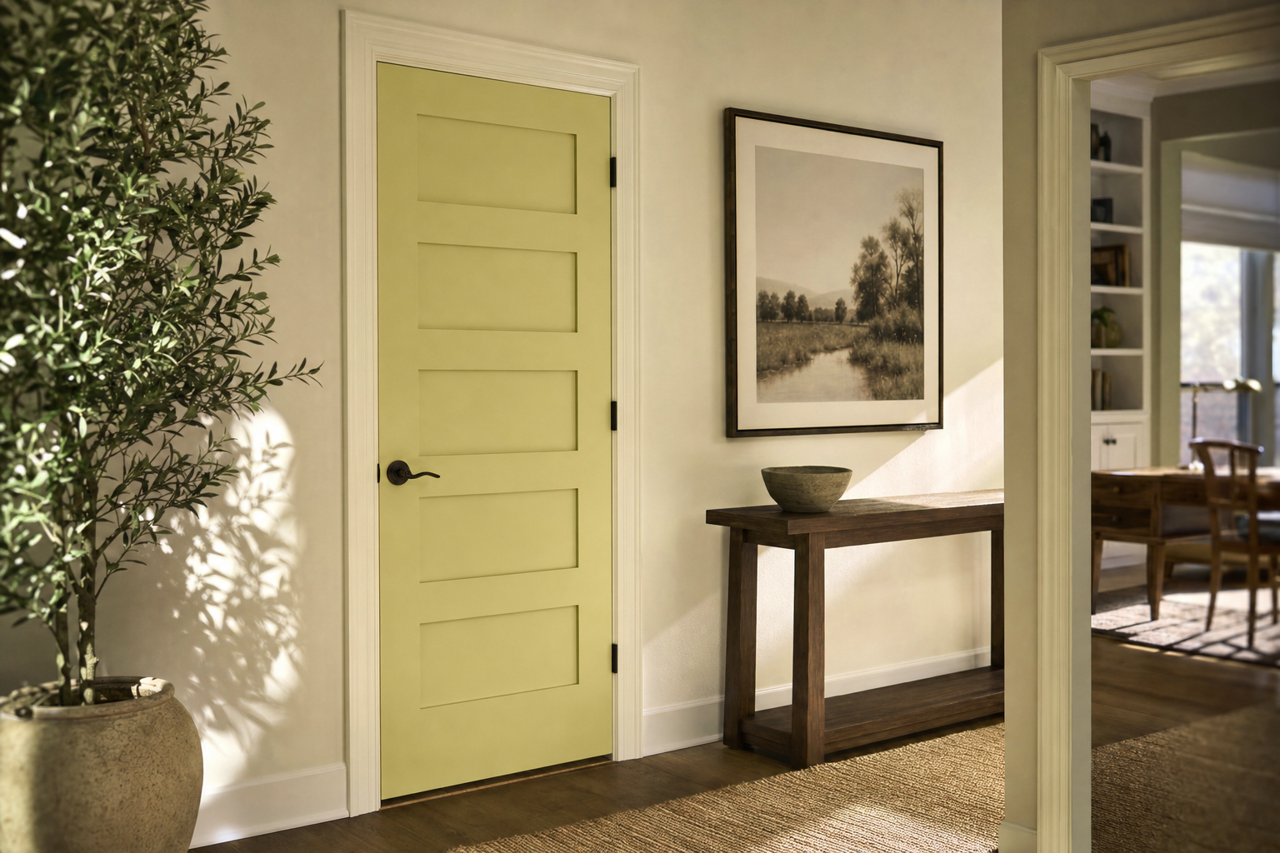 Dill by Benjamin Moore on interior-doors