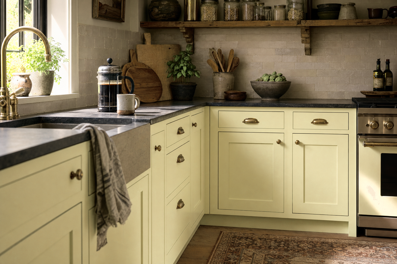 Pale by Benjamin Moore on cabinets