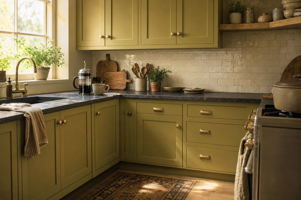 Newt by Benjamin Moore on cabinets