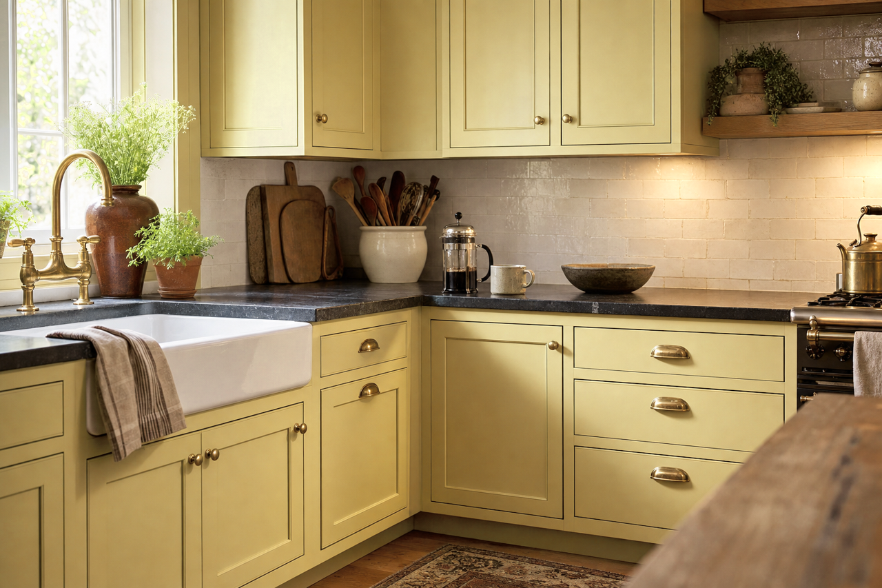 Timothy by Benjamin Moore on cabinets