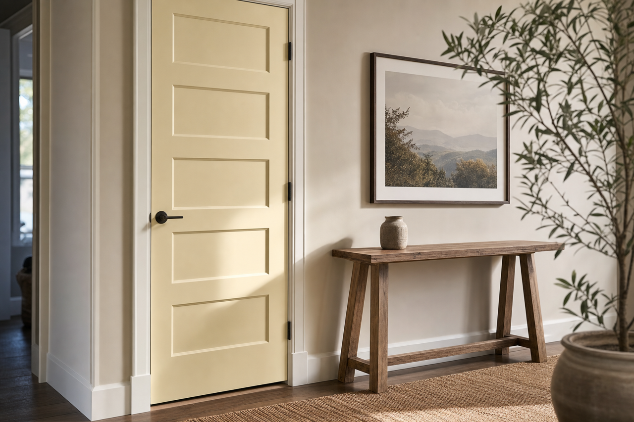 White by Benjamin Moore on interior-doors