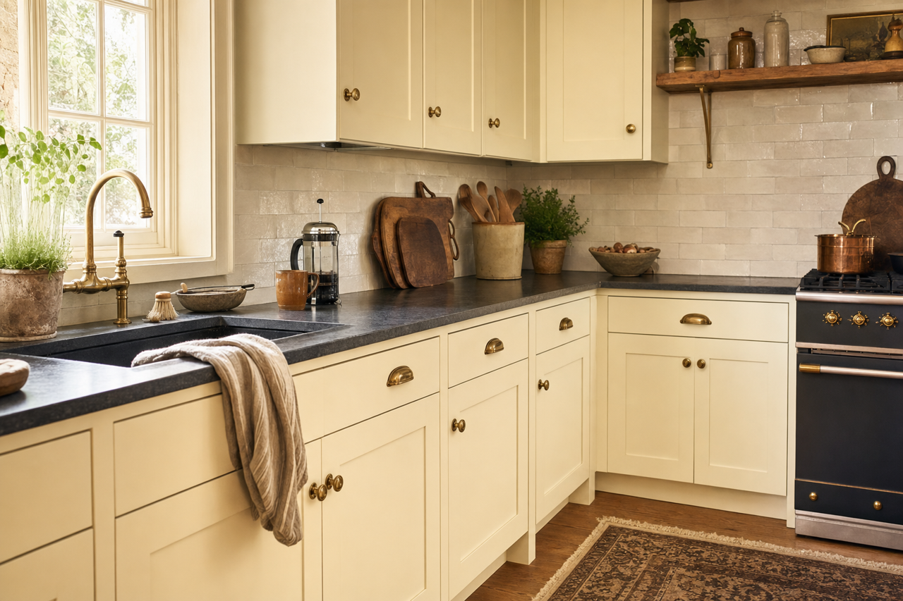 White by Benjamin Moore on cabinets