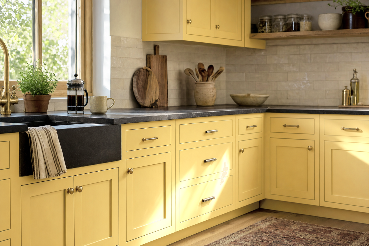 Yosemite Yellow by Benjamin Moore on cabinets