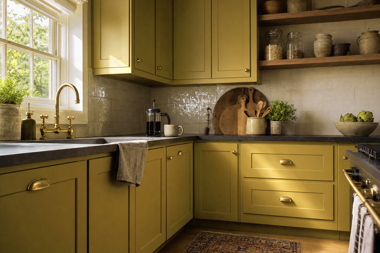 Willow by Benjamin Moore on cabinets