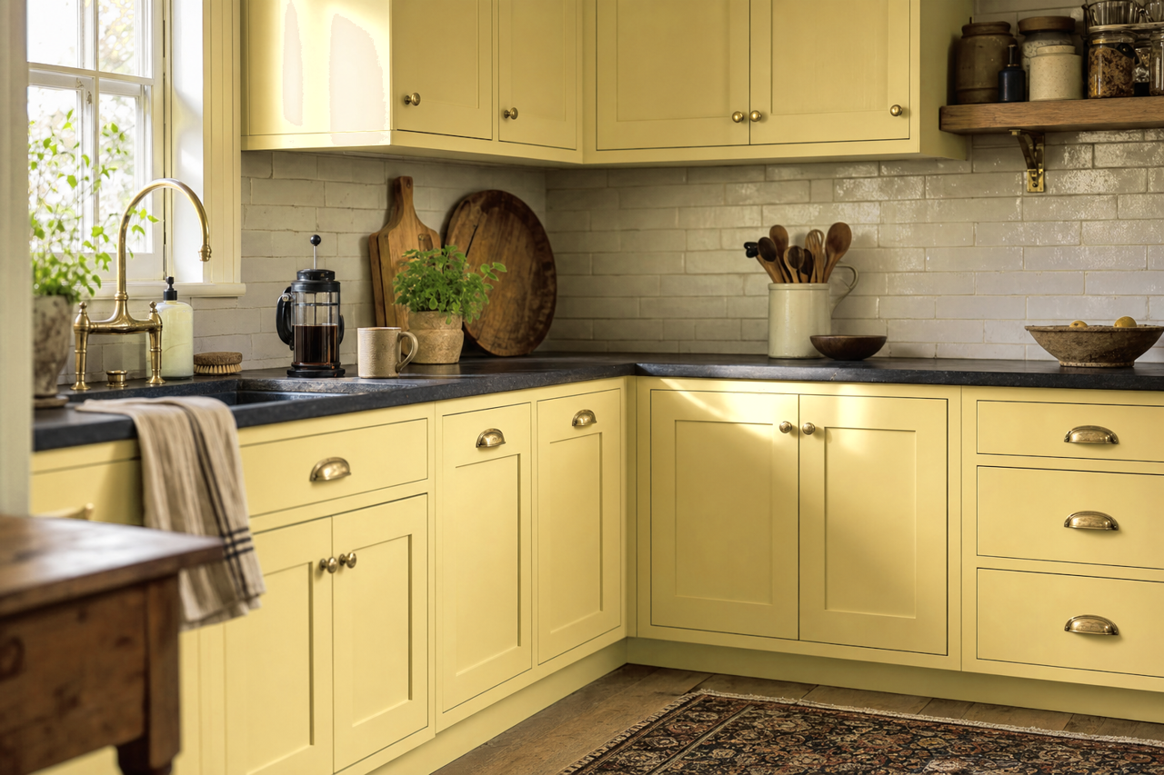 Spring by Benjamin Moore on cabinets