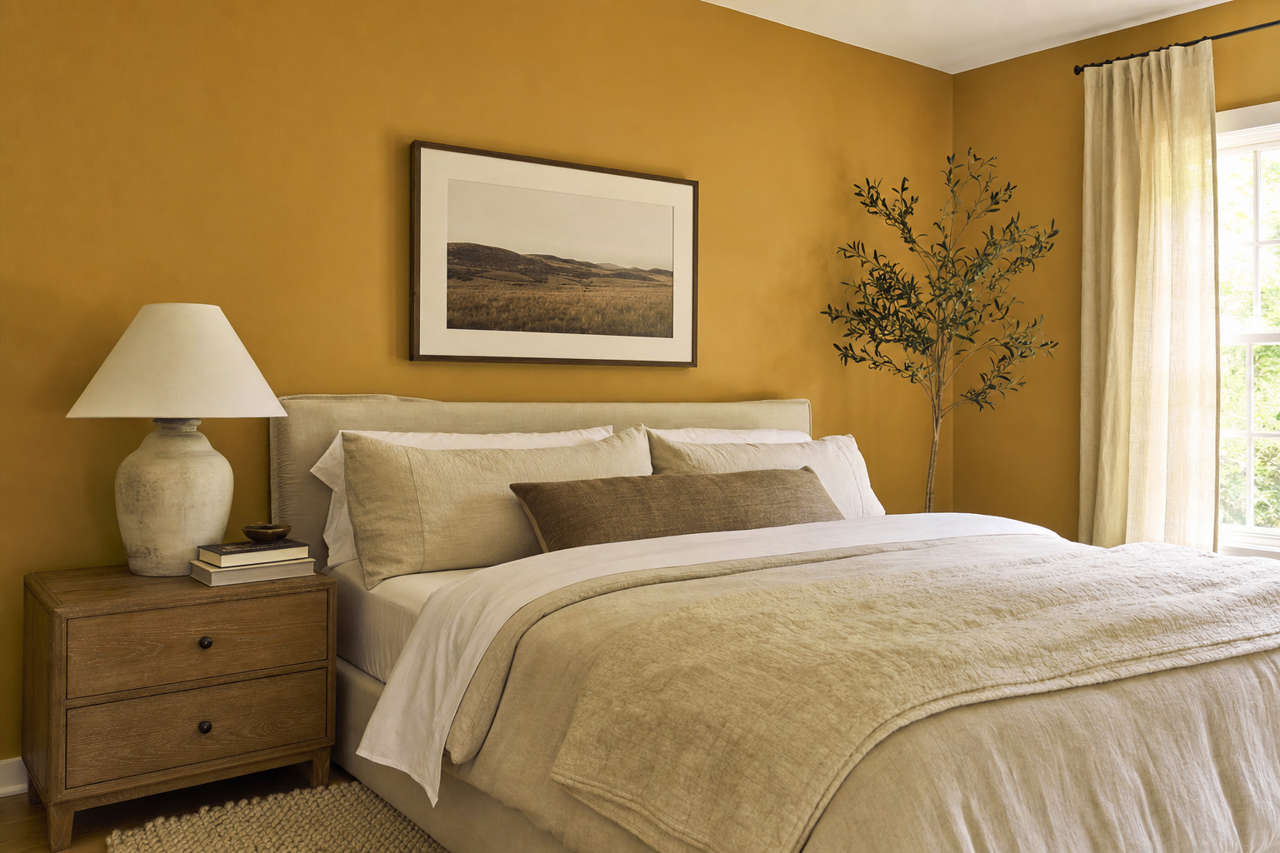 Mustard by Benjamin Moore on interiors