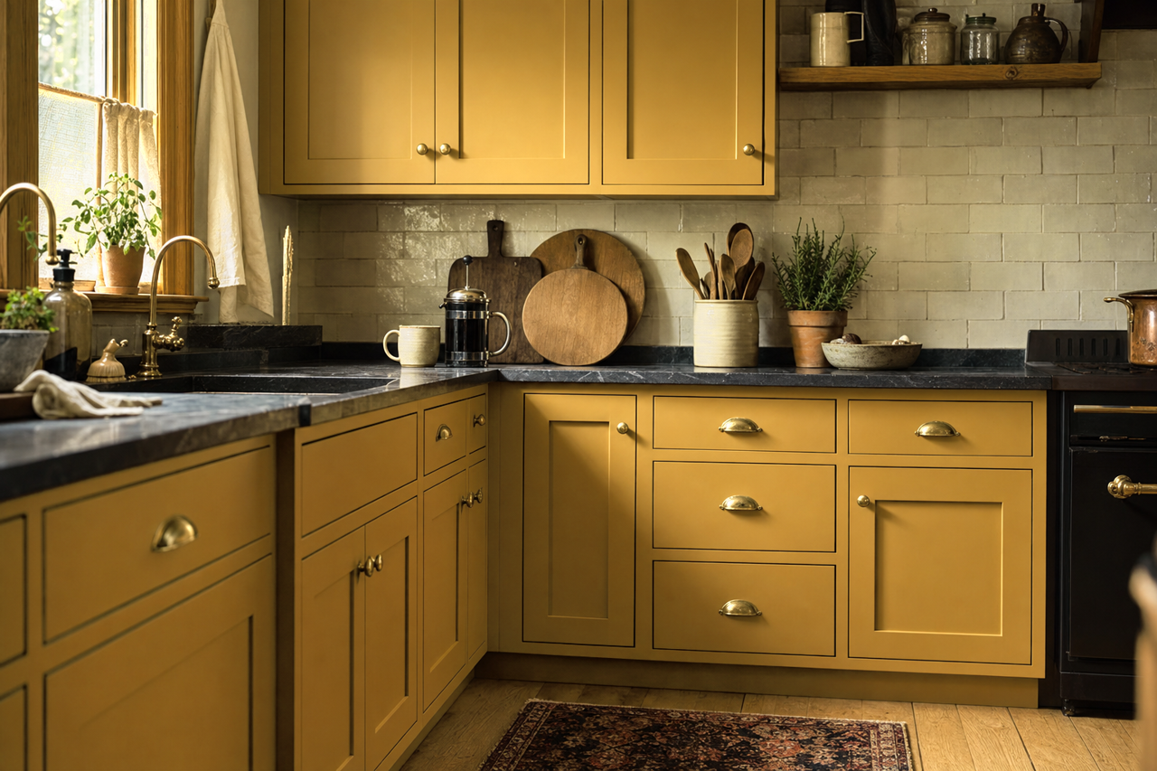 Golden by Benjamin Moore on cabinets