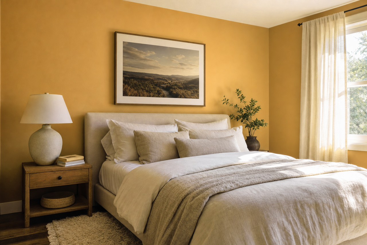 Ochre by Benjamin Moore on interiors