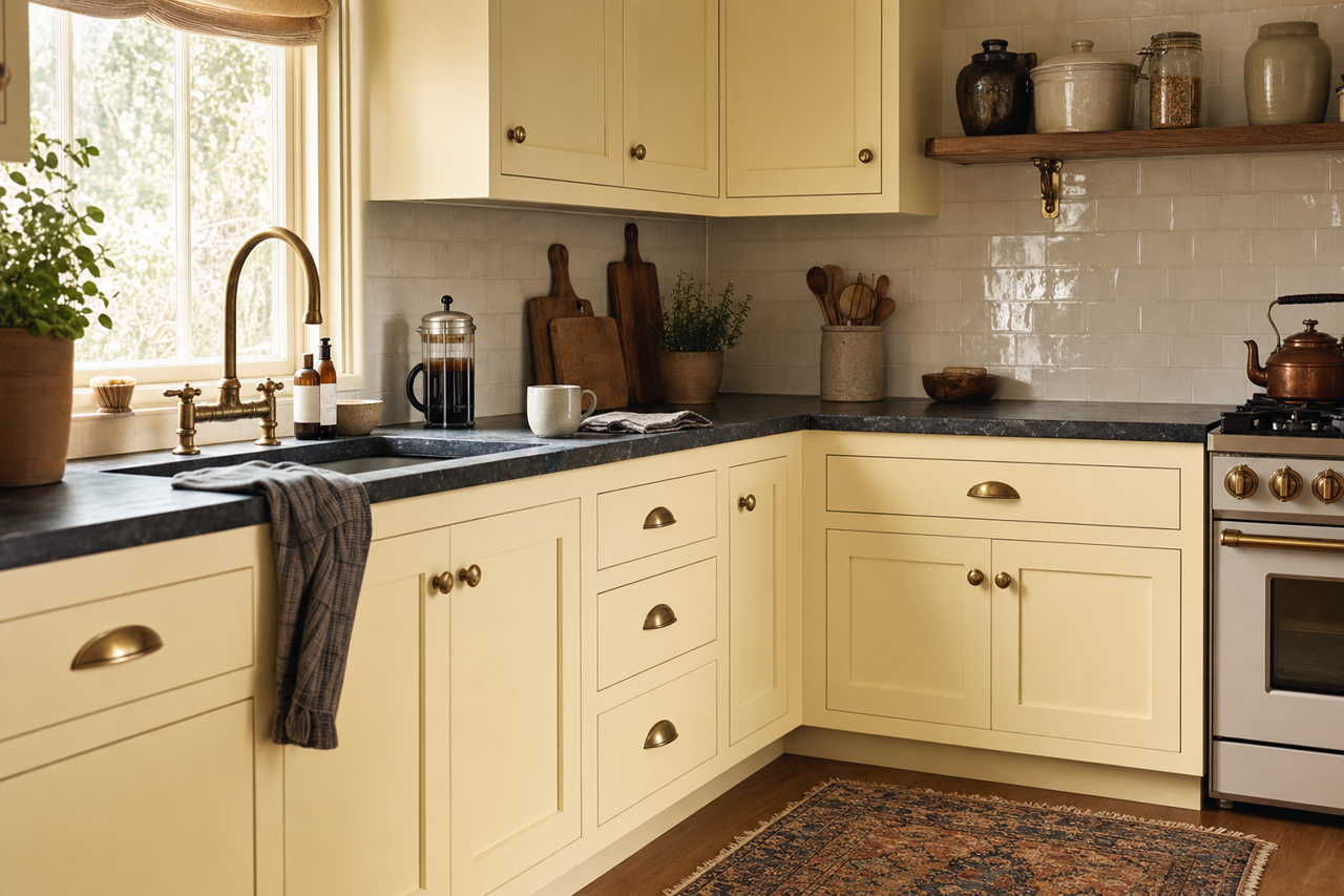 Linen by Benjamin Moore on cabinets