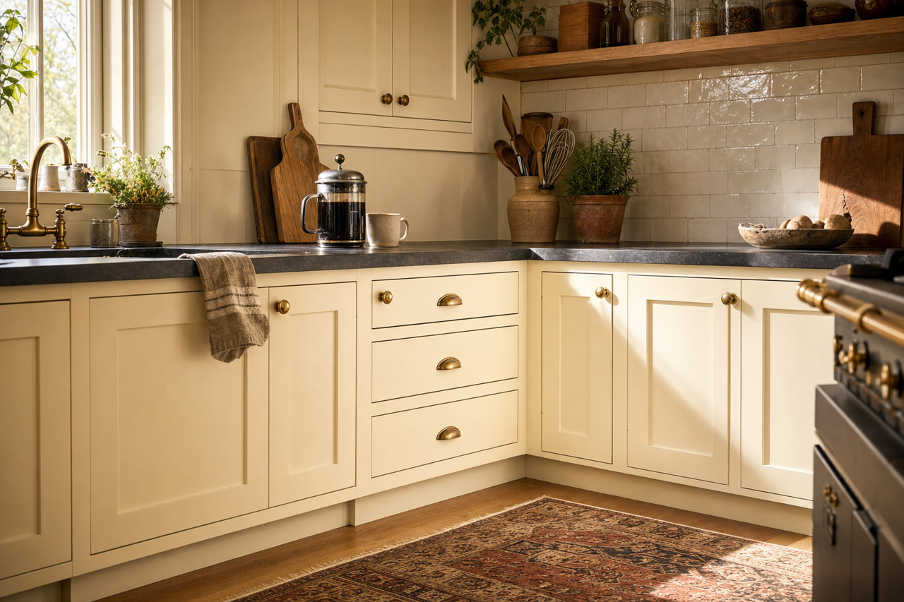 Mayonnaise by Benjamin Moore on cabinets