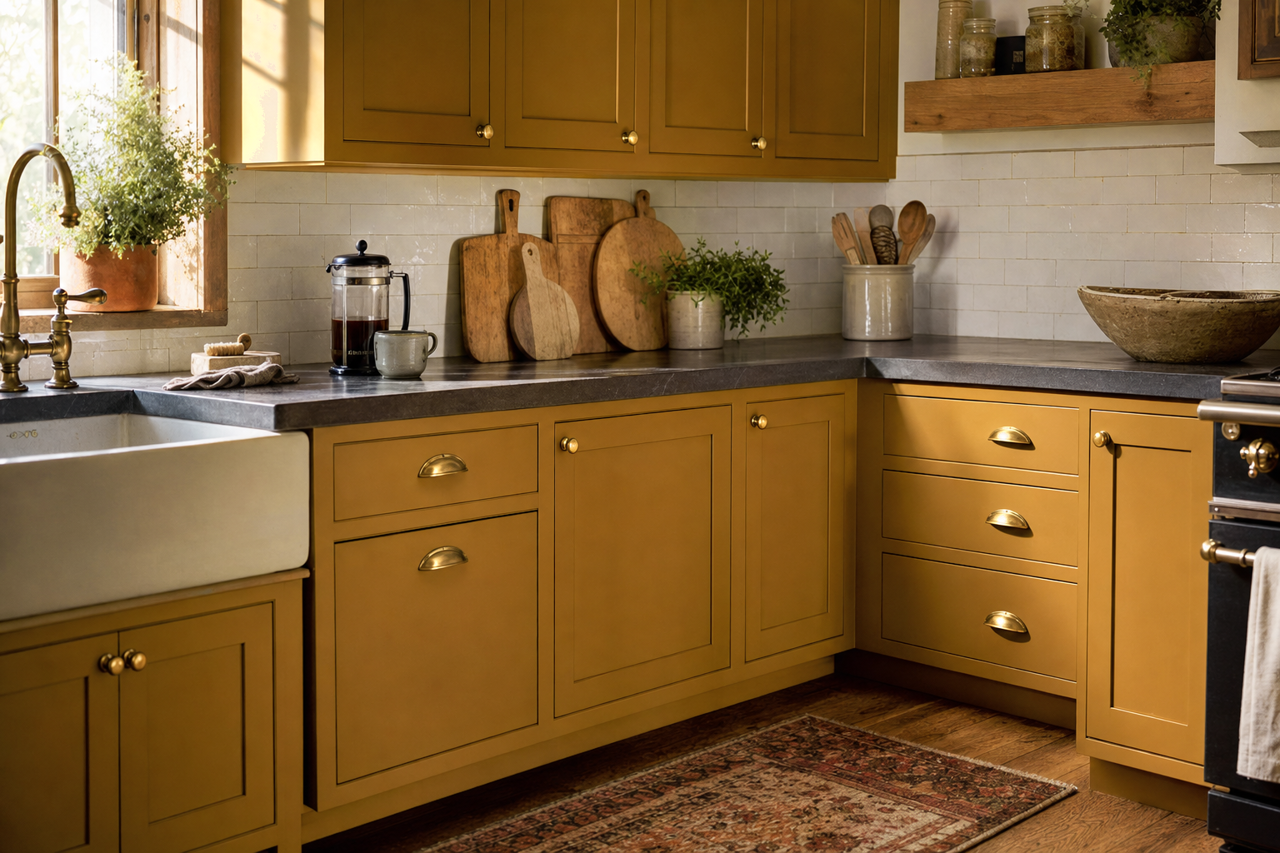 Golden by Benjamin Moore on cabinets